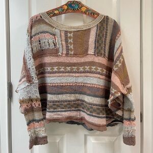 Free People Patchwork Nude Knit Sweater